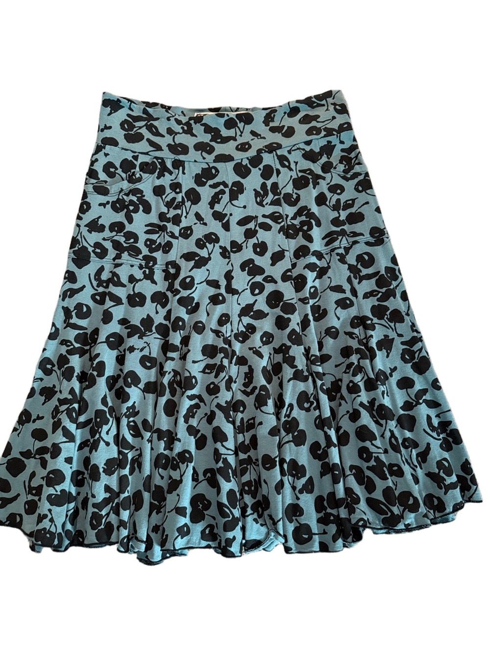Effie's Heart teal knit flare skirt in black cherries, size S